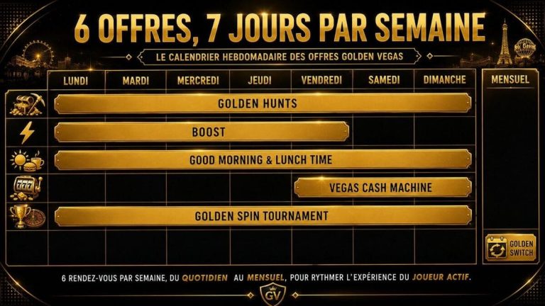 Golden Vegas Casino calendrier hebdomadaire